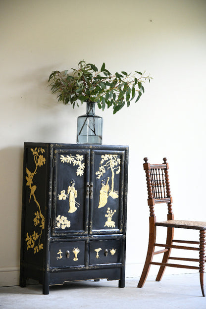 Black Oriental Chinoiserie Cupboard