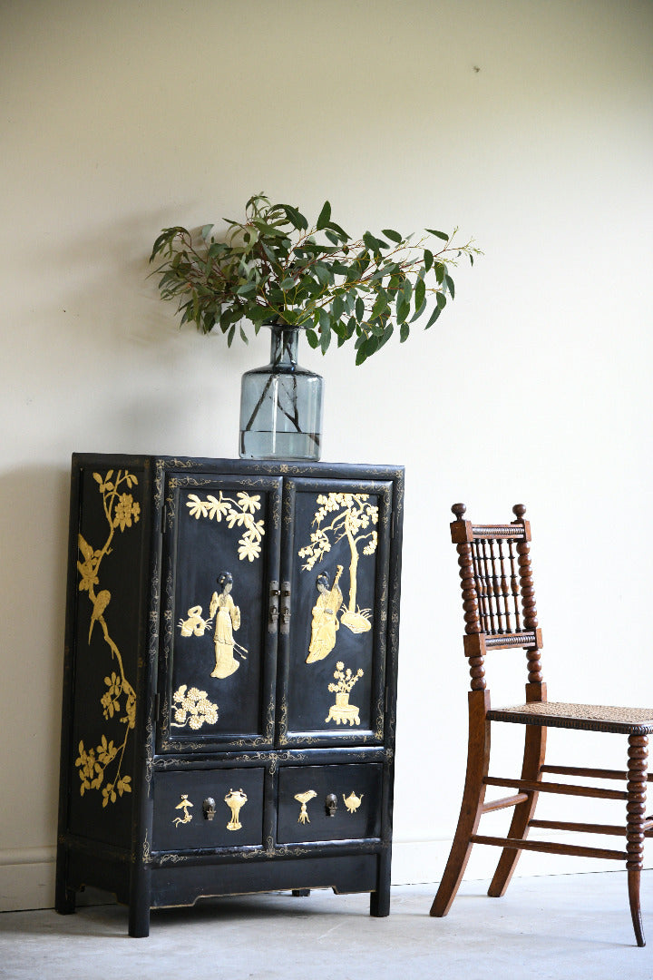 Black Oriental Chinoiserie Cupboard