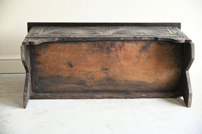 Antique Carved Oak Six Plank Chest Coffer