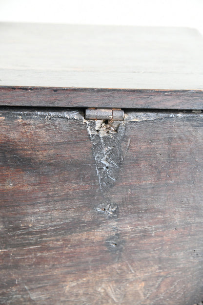 Antique Carved Oak Six Plank Chest Coffer