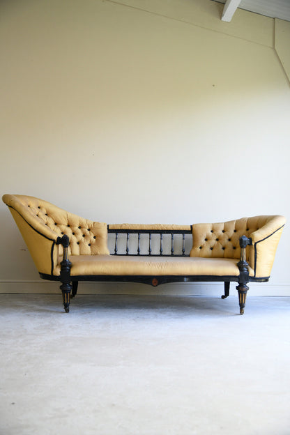 Victorian Ebonised and Upholstered Conversation Sofa for Reupholstery