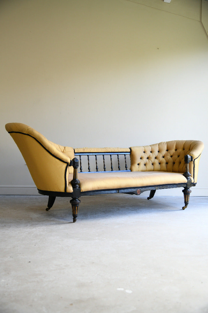 Victorian Ebonised and Upholstered Conversation Sofa for Reupholstery