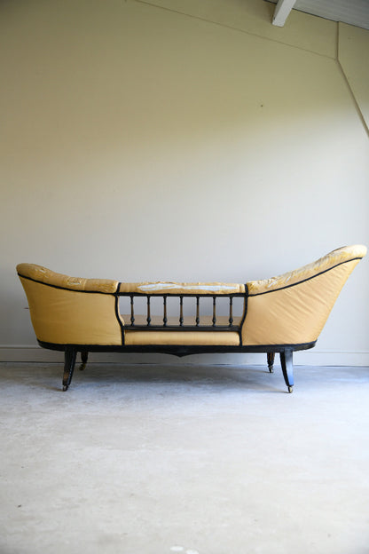 Victorian Ebonised and Upholstered Conversation Sofa for Reupholstery