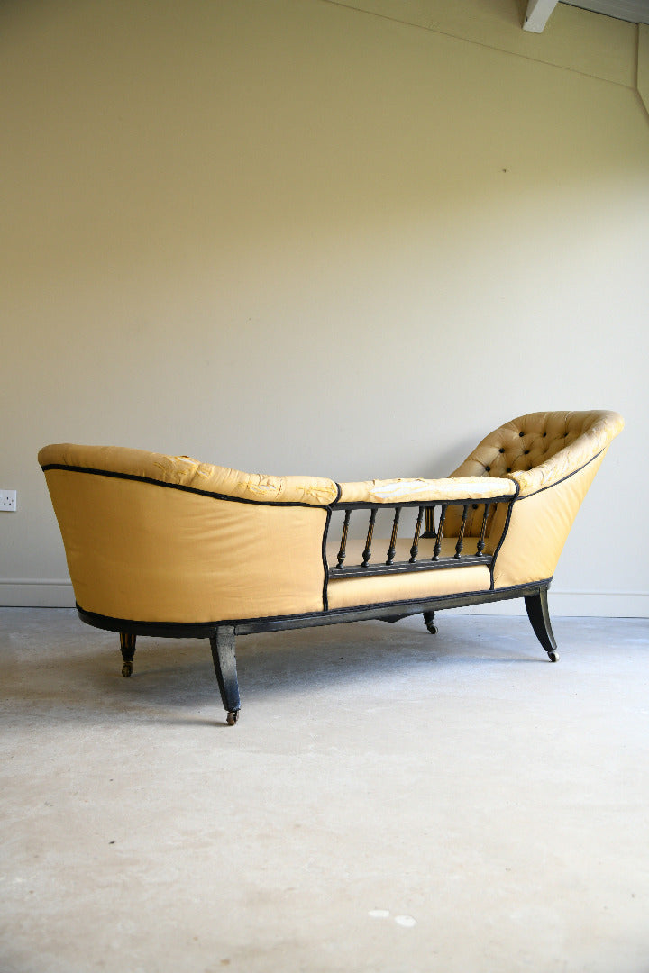 Victorian Ebonised and Upholstered Conversation Sofa for Reupholstery