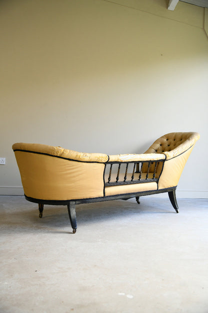 Victorian Ebonised and Upholstered Conversation Sofa for Reupholstery