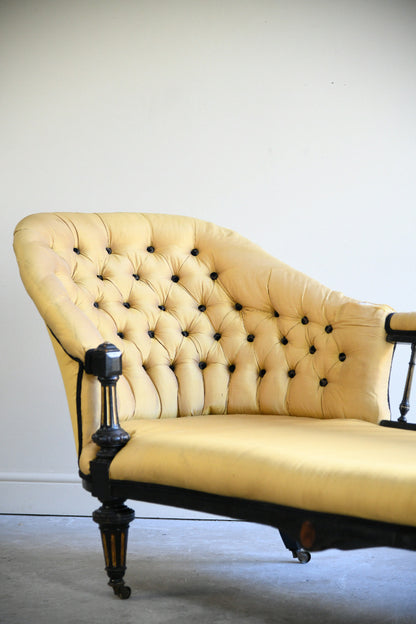 Victorian Ebonised and Upholstered Conversation Sofa for Reupholstery