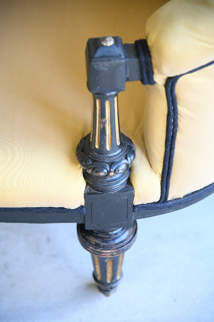 Victorian Ebonised and Upholstered Conversation Sofa for Reupholstery
