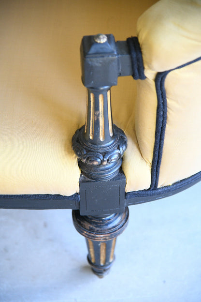 Victorian Ebonised and Upholstered Conversation Sofa for Reupholstery