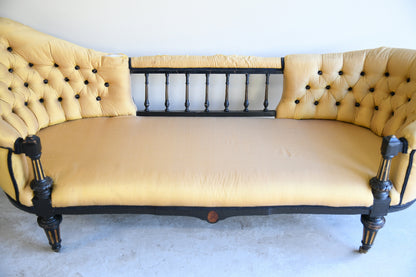 Victorian Ebonised and Upholstered Conversation Sofa for Reupholstery
