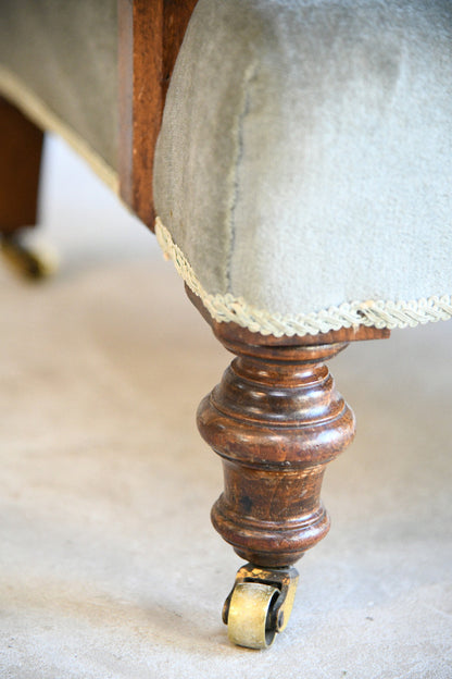 Victorian Sage Green Velvet Button Back Armchair