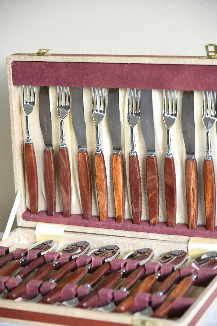 Vintage Boxed Glosswood Cutlery Set ? 24 Pieces