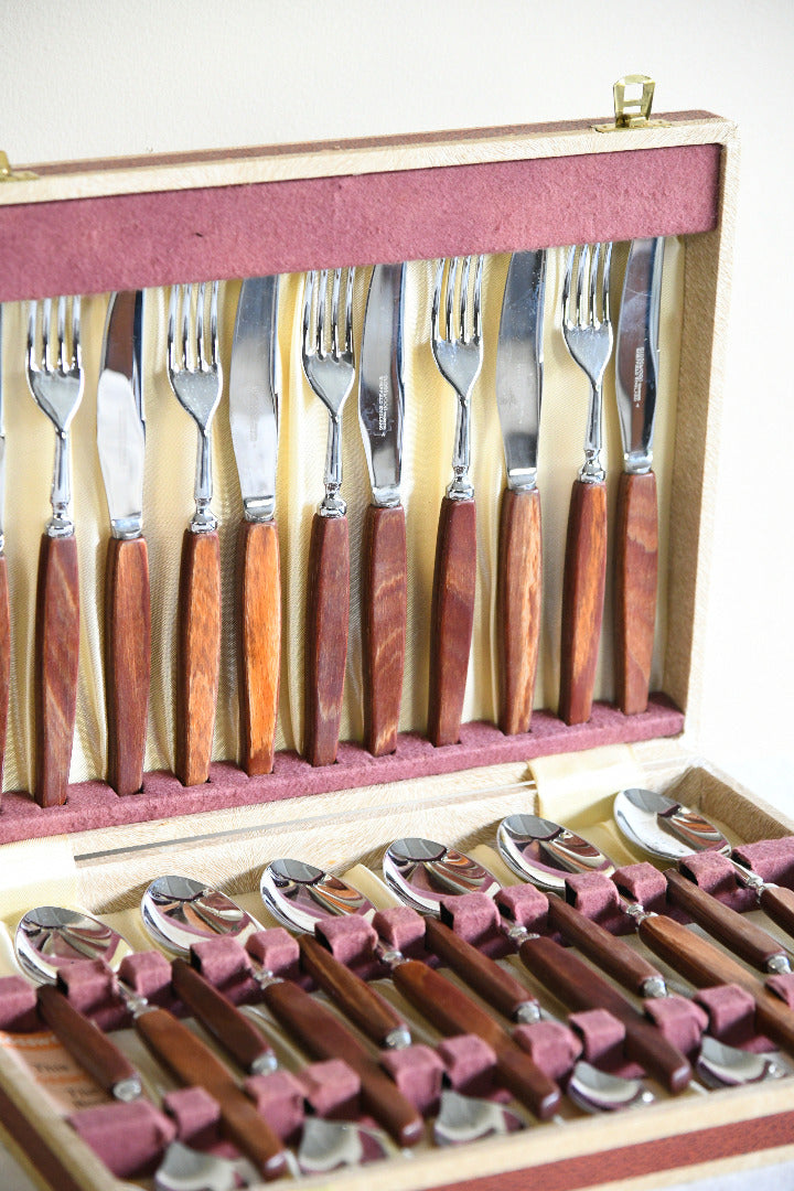 Vintage Boxed Glosswood Cutlery Set ? 24 Pieces