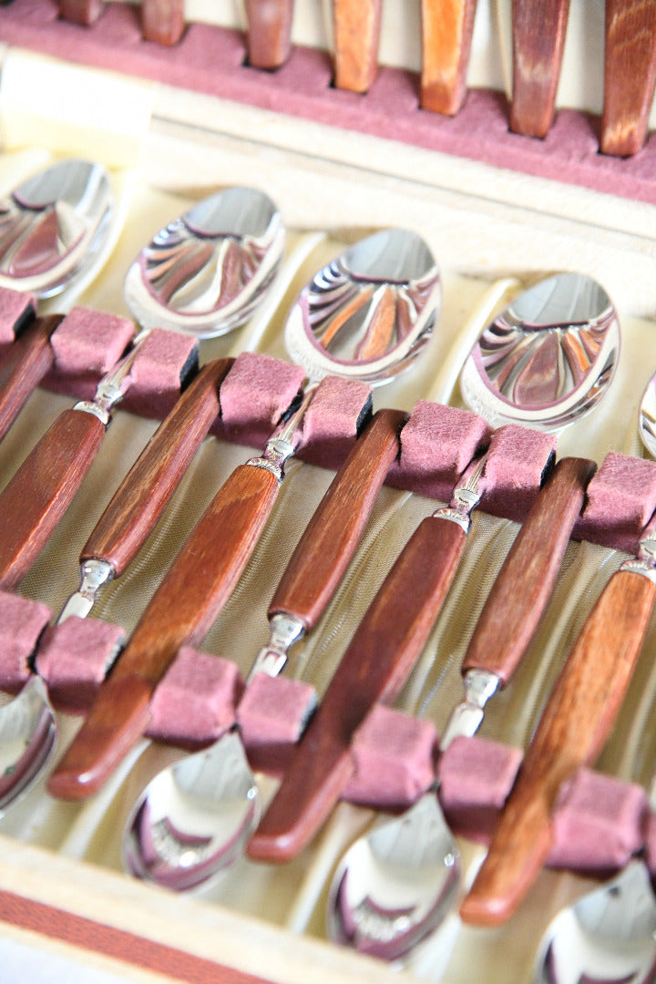 Vintage Boxed Glosswood Cutlery Set ? 24 Pieces
