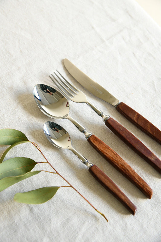 Vintage Boxed Glosswood Cutlery Set ? 24 Pieces