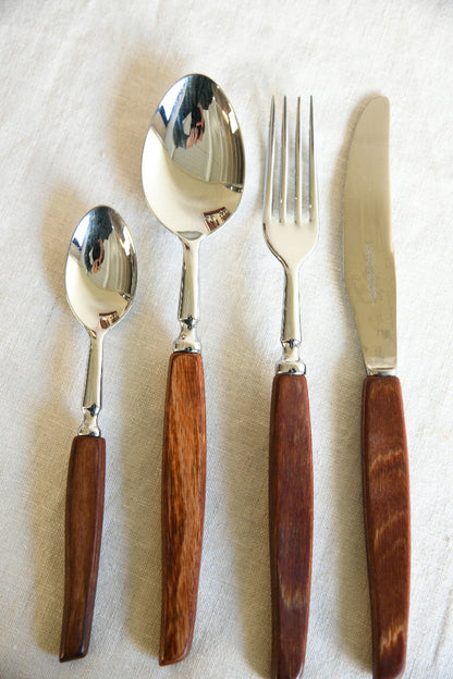 Vintage Boxed Glosswood Cutlery Set ? 24 Pieces
