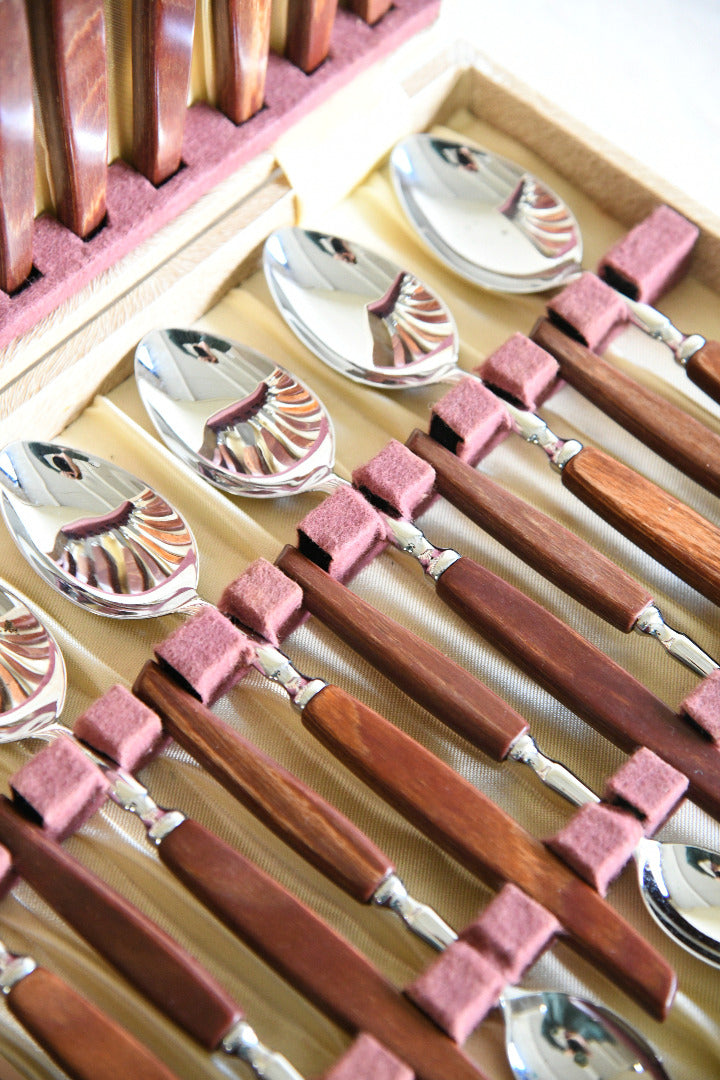 Vintage Boxed Glosswood Cutlery Set ? 24 Pieces