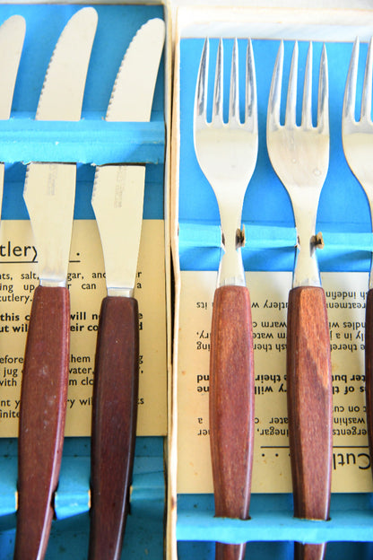 Vintage Glosswood Cutlery Set ? 6 Knives & 6 Forks