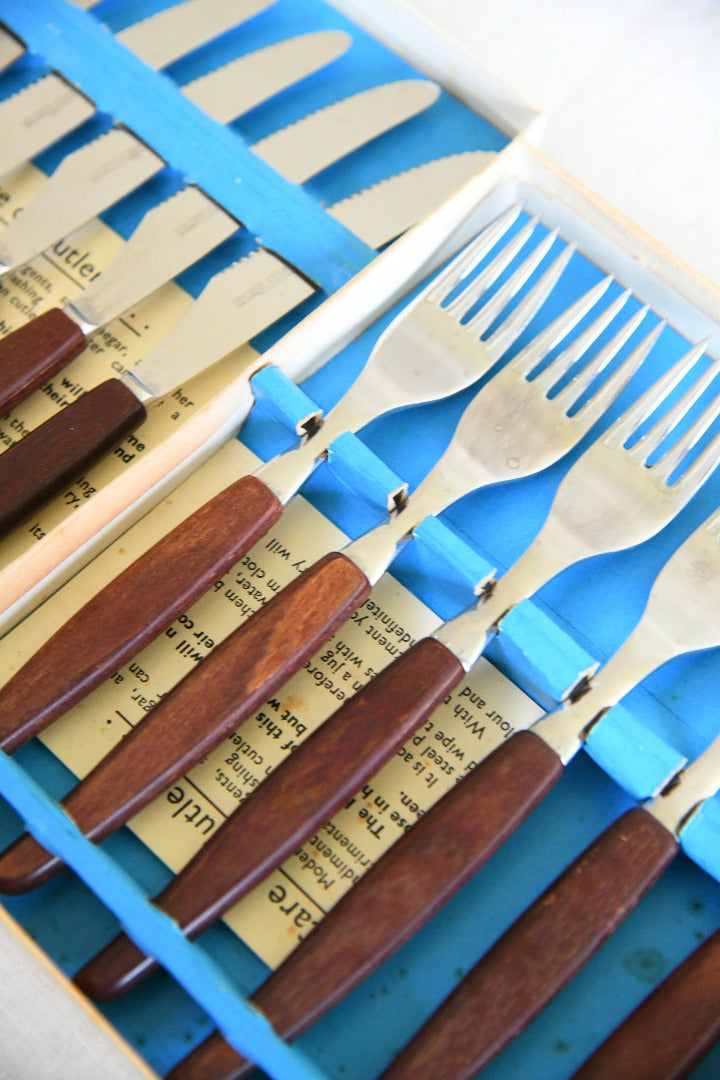 Vintage Glosswood Cutlery Set ? 6 Knives & 6 Forks