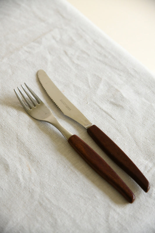 Vintage Glosswood Cutlery Set ? 6 Knives & 6 Forks