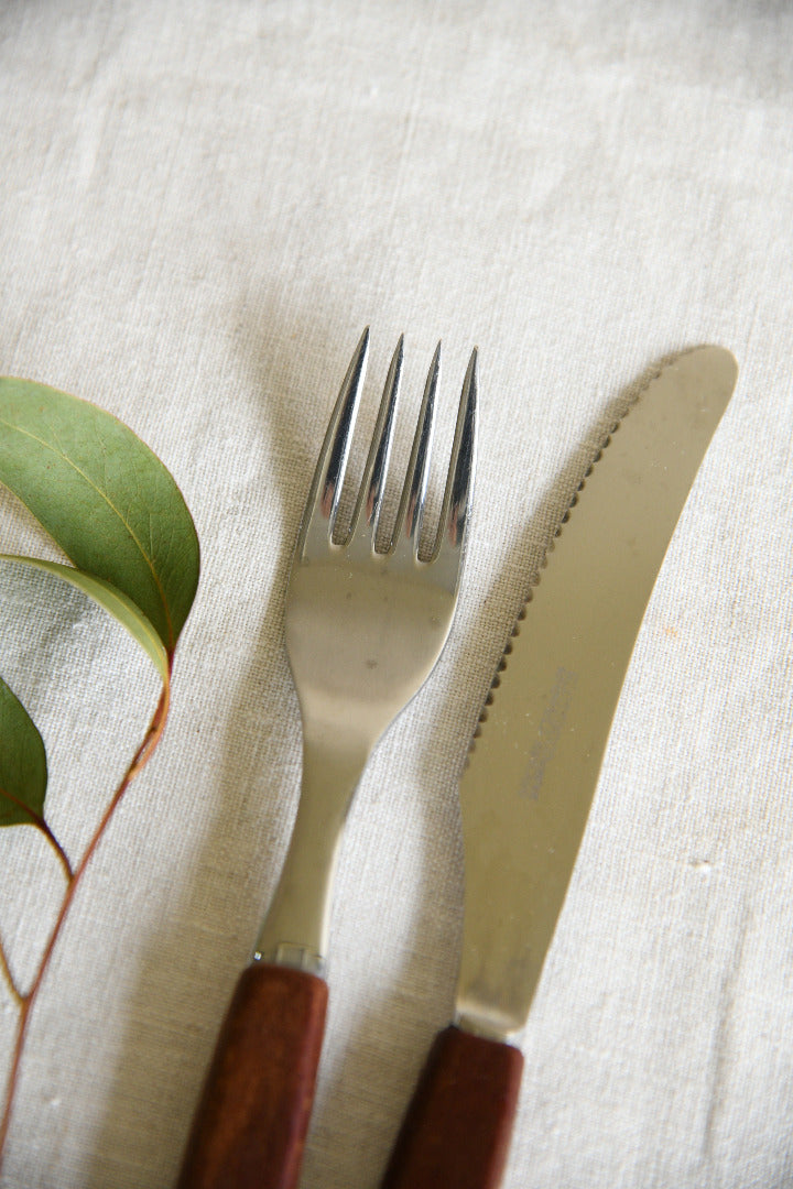 Vintage Glosswood Cutlery Set ? 6 Knives & 6 Forks