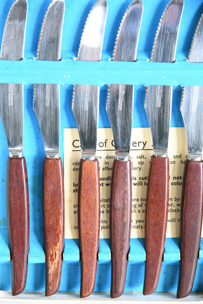 Vintage Glosswood Cutlery Set ? 6 Knives & 6 Forks