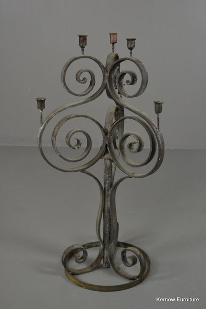 Scrolled Wrought Iron Large Candelabra - Kernow Furniture