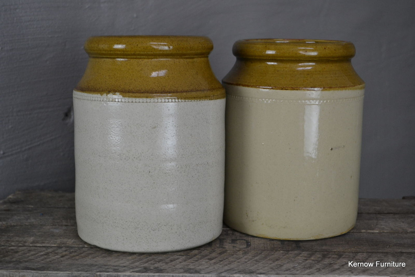 Pair Large Stoneware Jars - Kernow Furniture