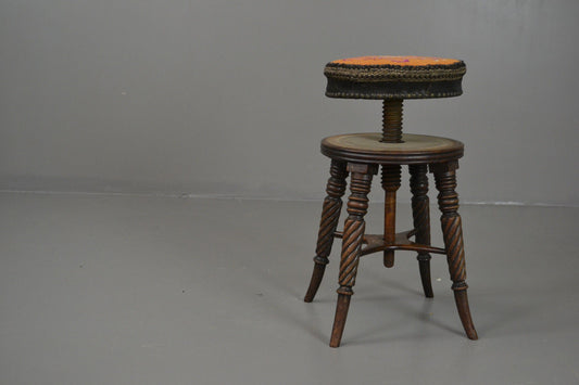 19th Century Mahogany Adjustable Music Piano Stool - Kernow Furniture