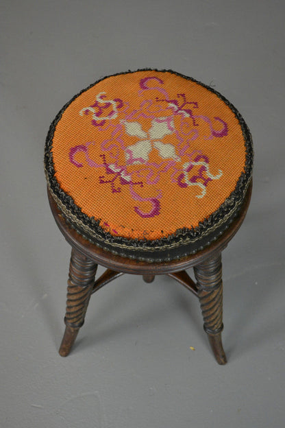 19th Century Mahogany Adjustable Music Piano Stool - Kernow Furniture