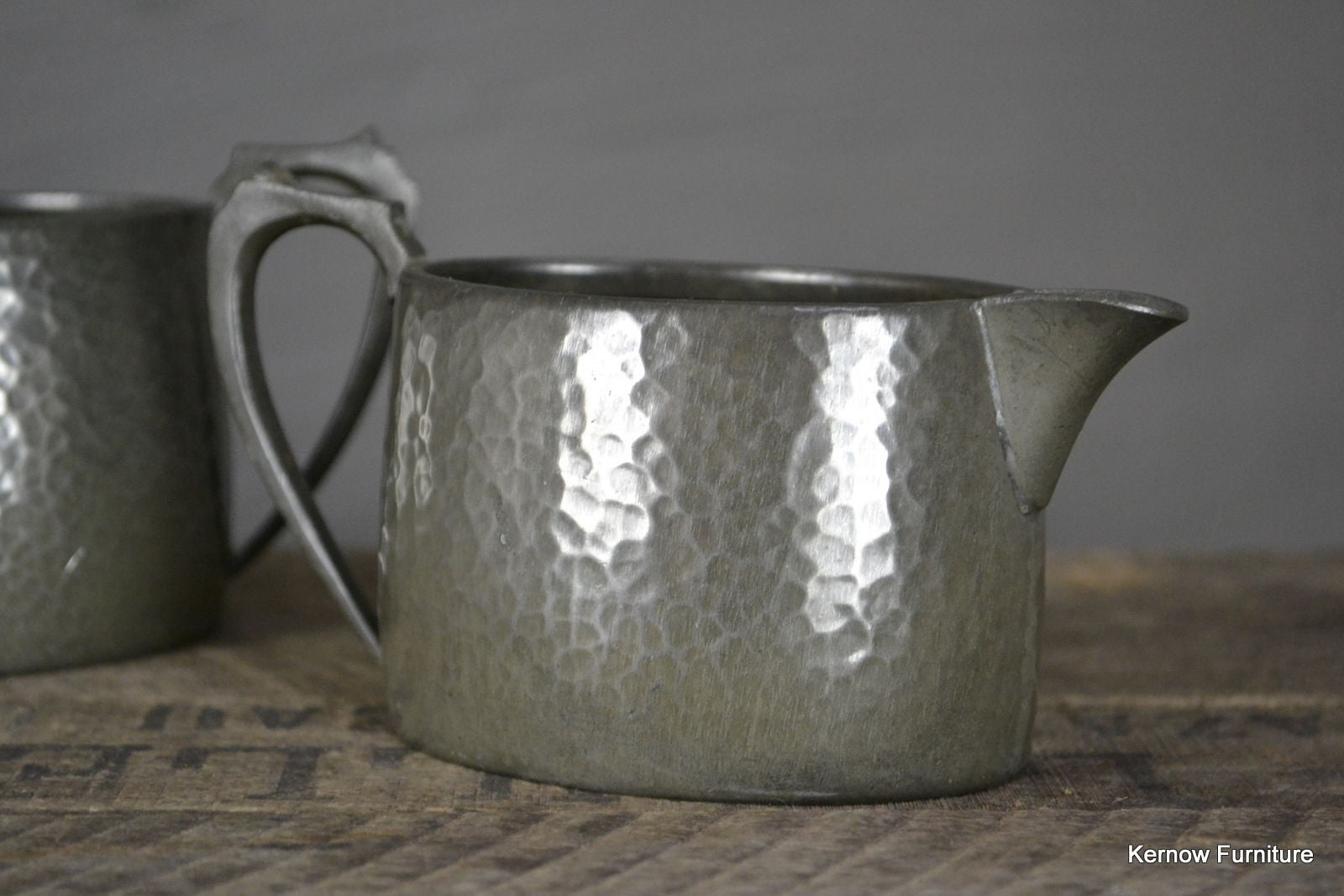 Hammered Pewter Small Jug & Sugr Bowl - Kernow Furniture