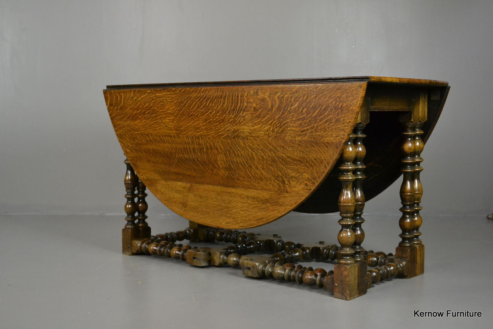 Antique Large Oval Oak Gate Leg Drop Leaf Table - Kernow Furniture