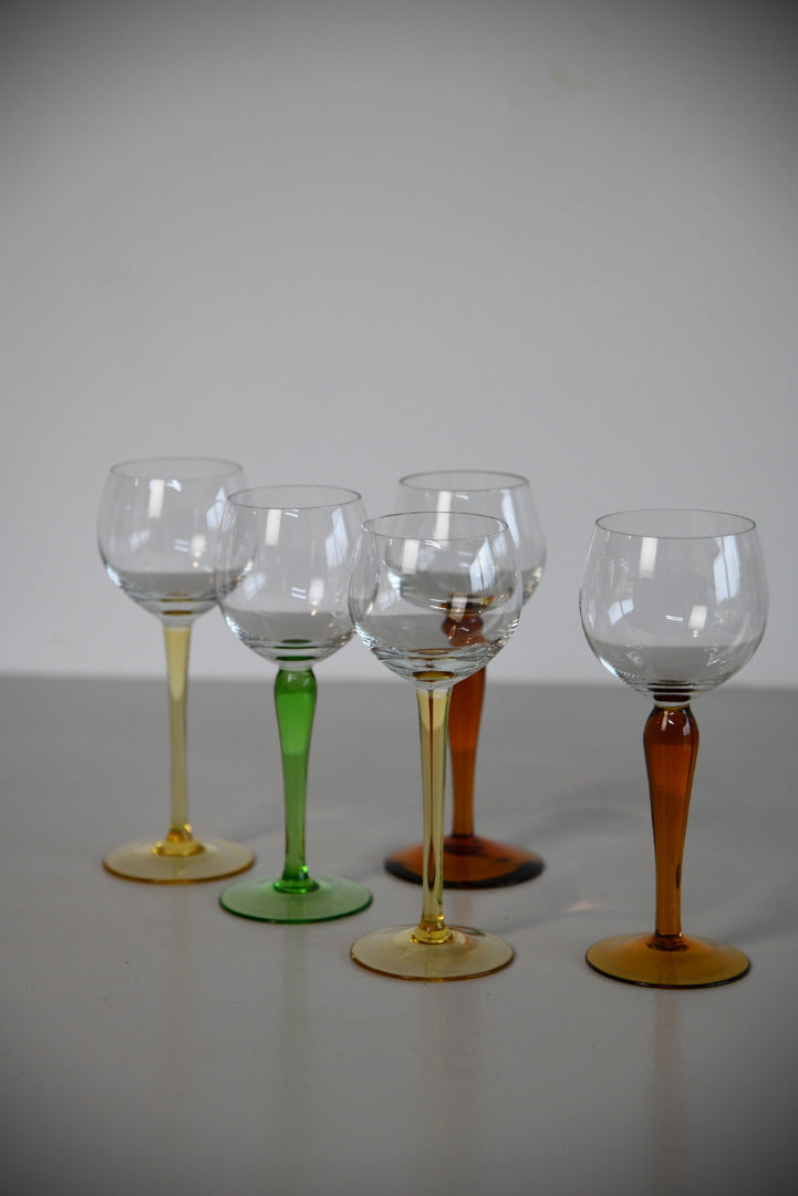 5 Vintage Hock Wine Glasses