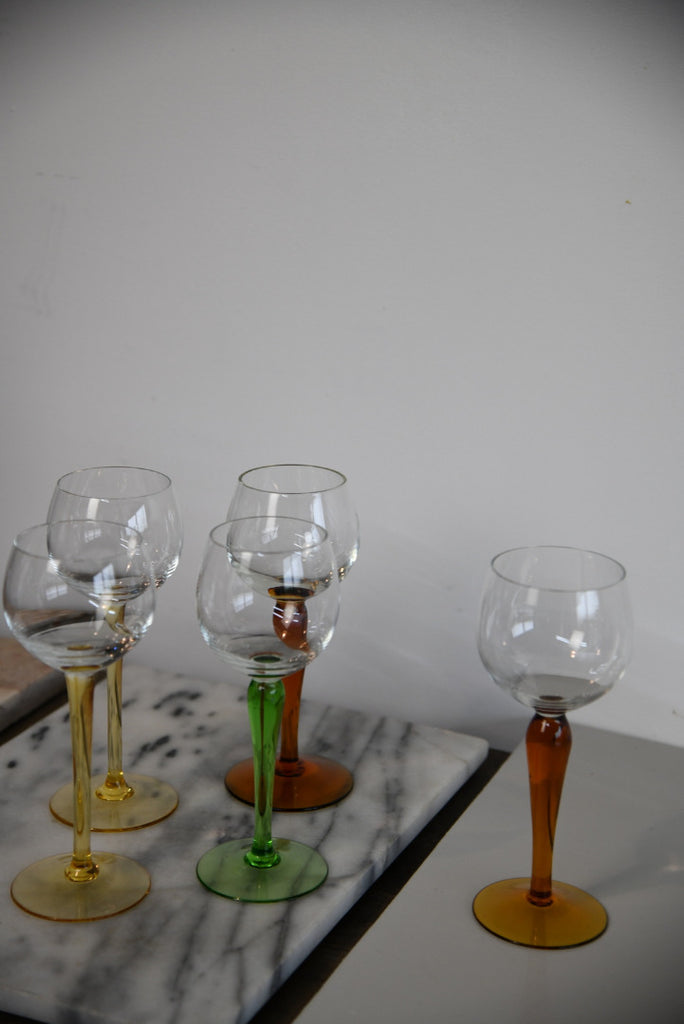 5 Vintage Hock Wine Glasses