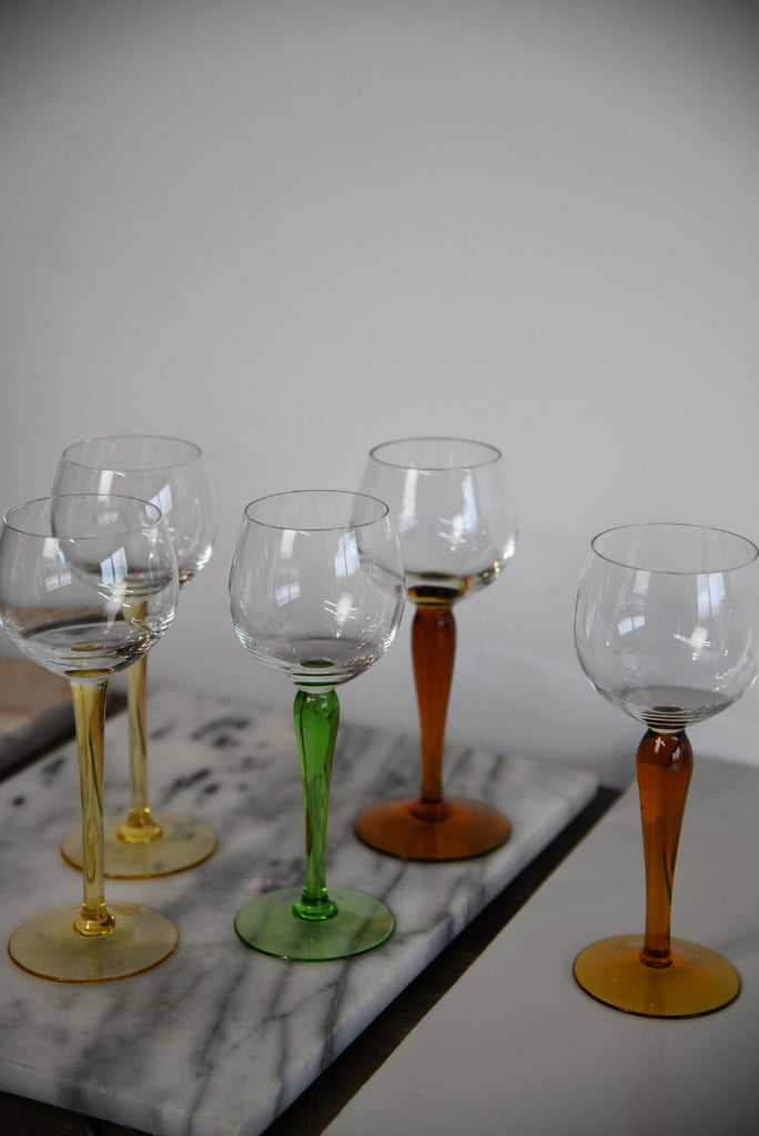 5 Vintage Hock Wine Glasses