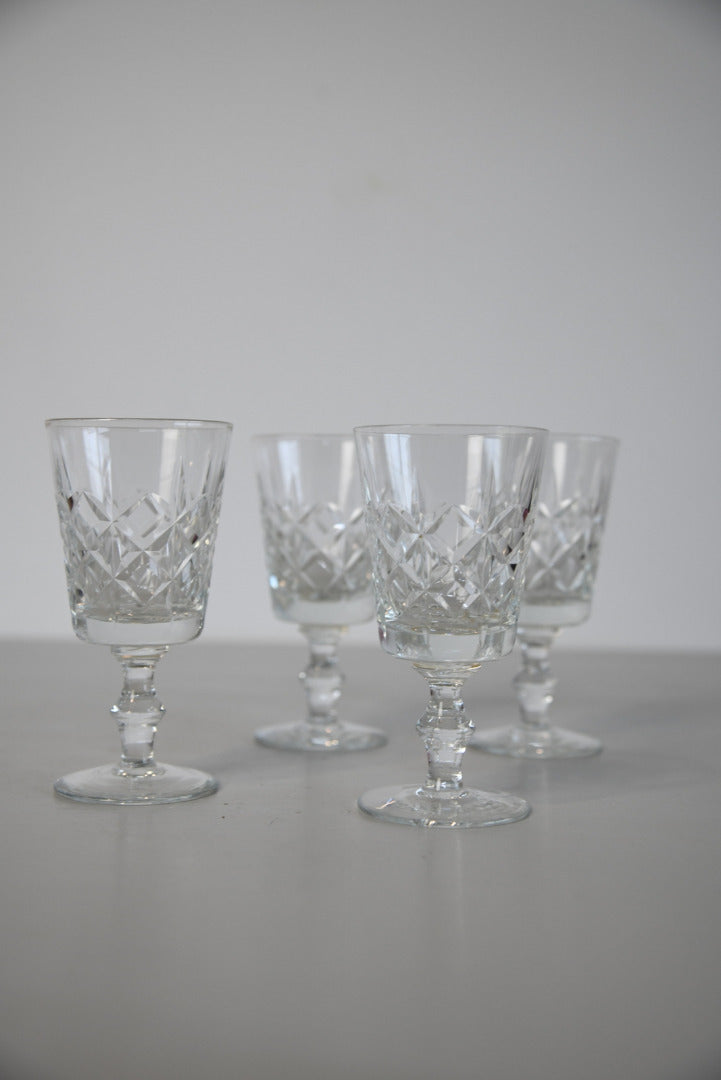 4 Cut Glass Wine Glasses