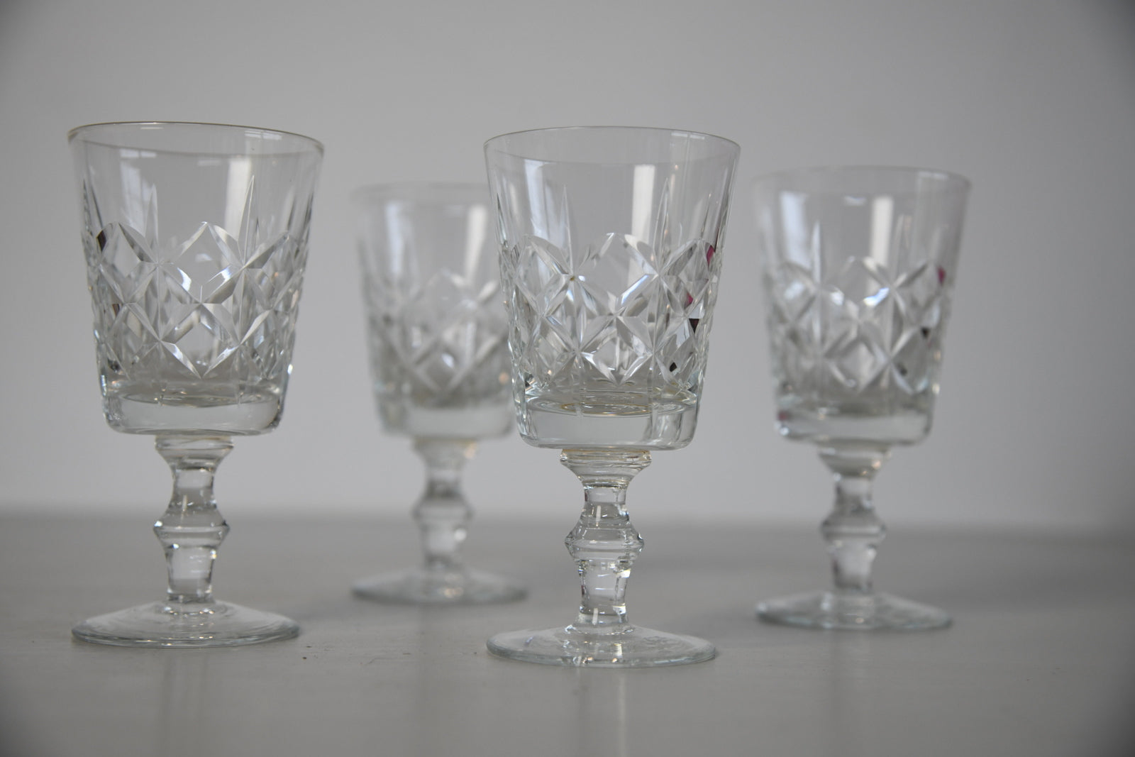 4 Cut Glass Wine Glasses