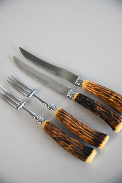 Pair Faux antler knife & forks