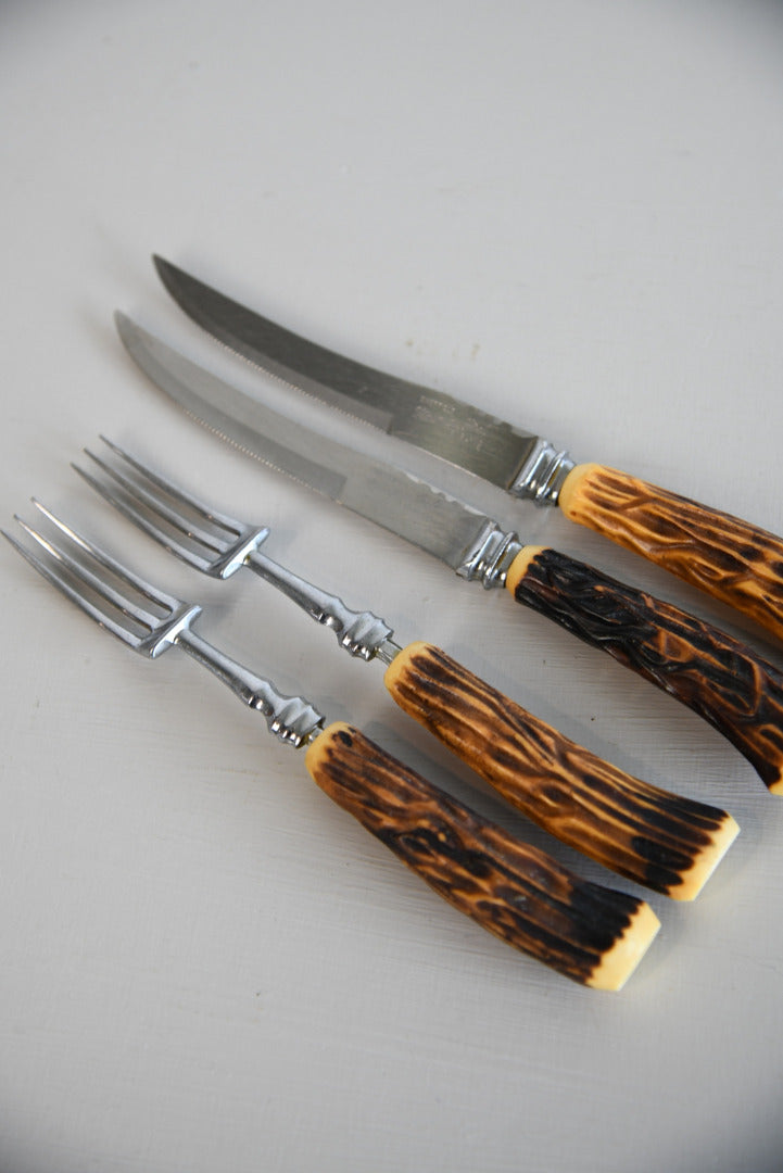 Pair Faux antler knife & forks