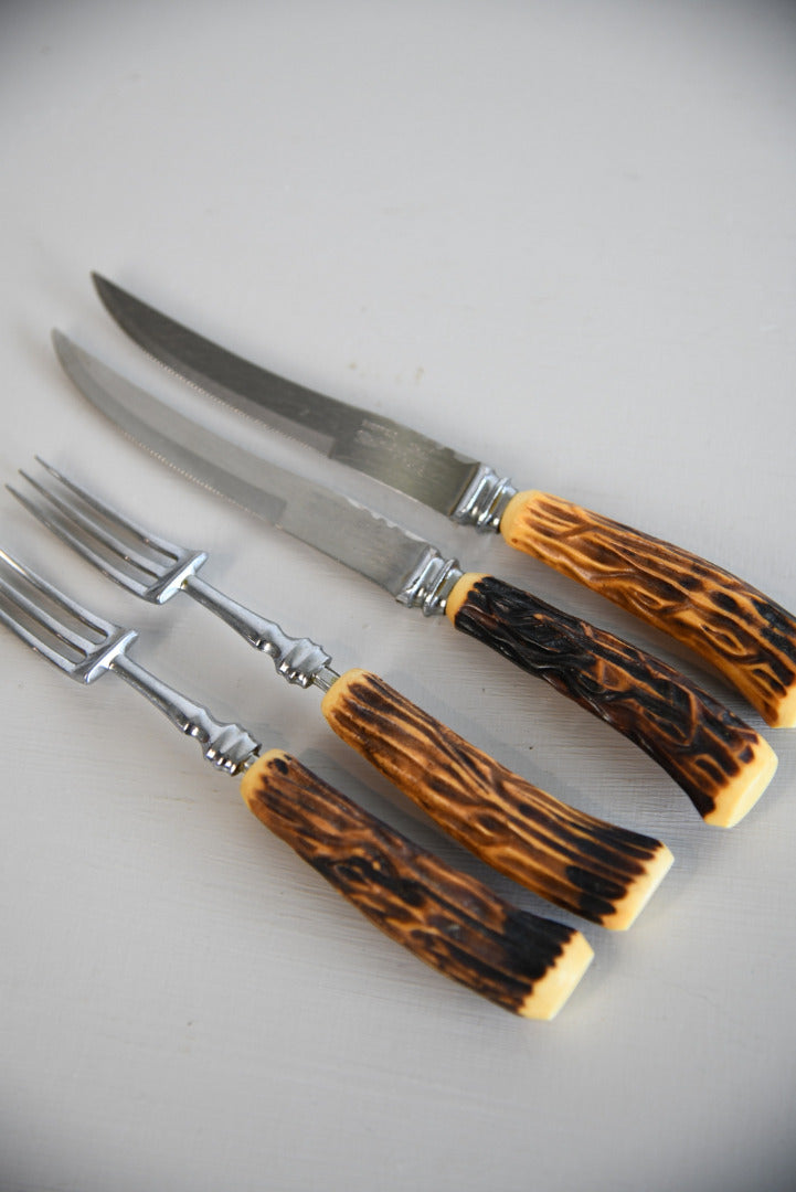 Pair Faux antler knife & forks