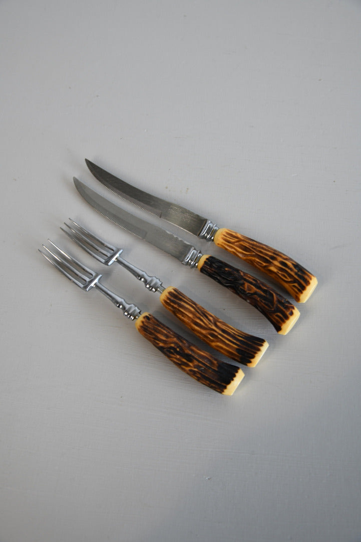 Pair Faux antler knife & forks