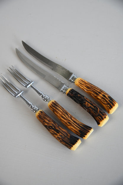 Pair Faux antler knife & forks