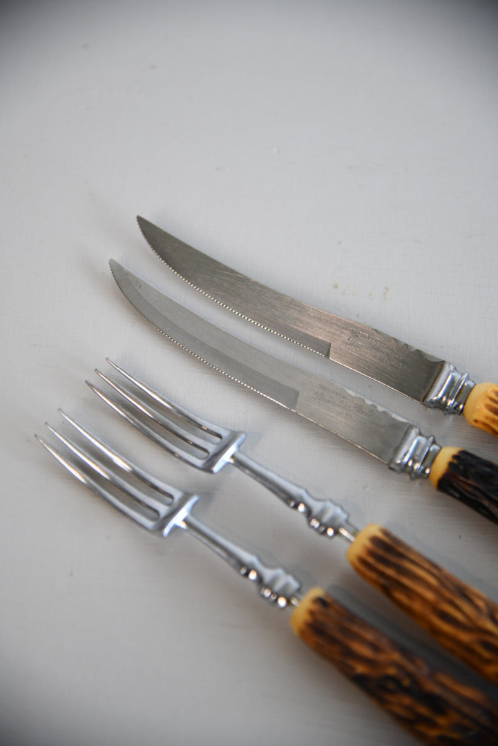 Pair Faux antler knife & forks