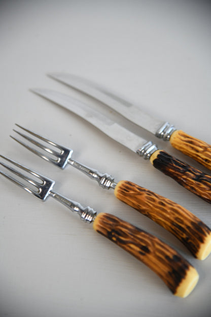 Pair Faux antler knife & forks