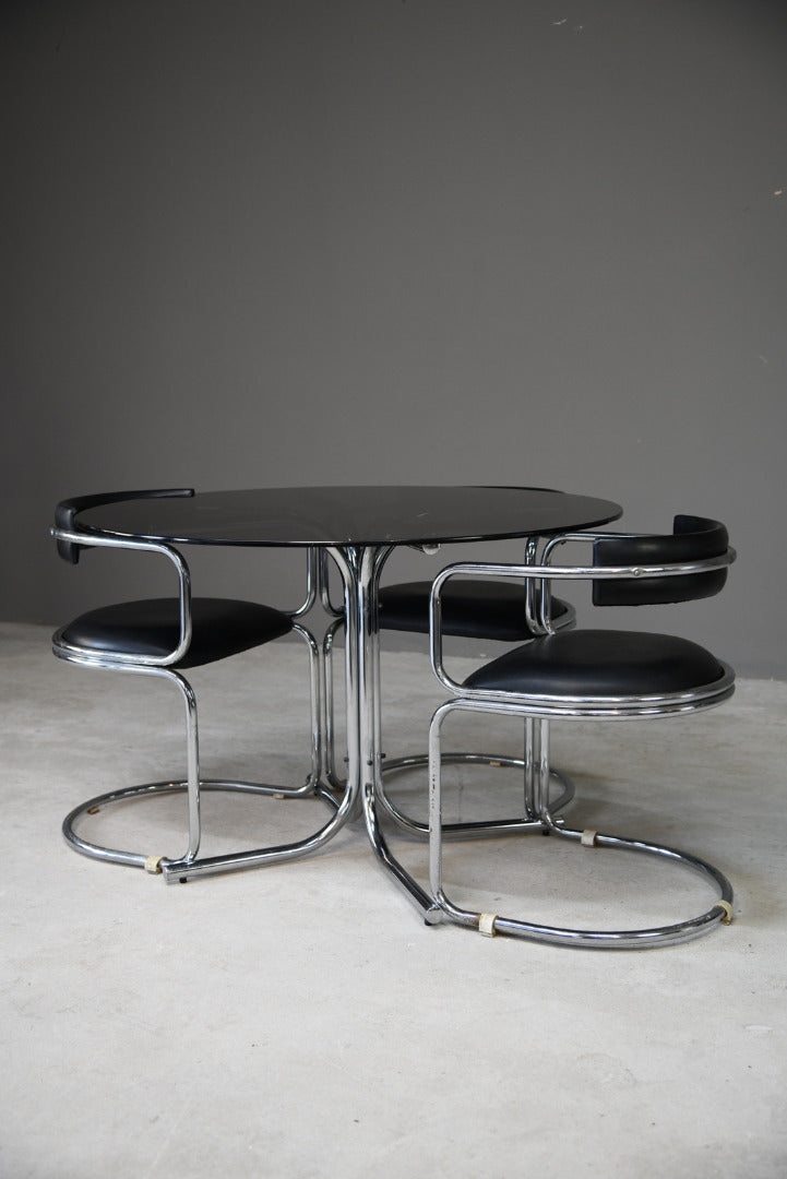 Retro Chrome Glass Dining Table