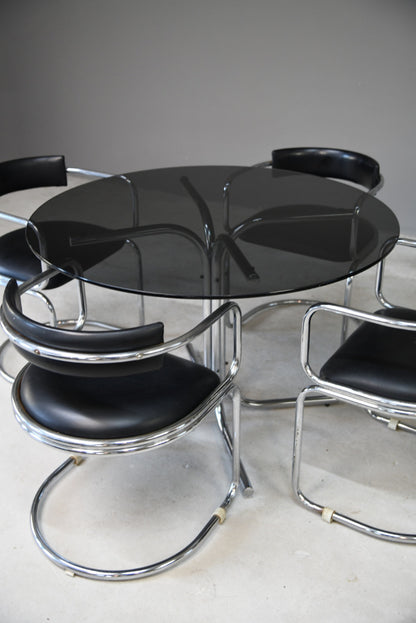 Retro Chrome Glass Dining Table