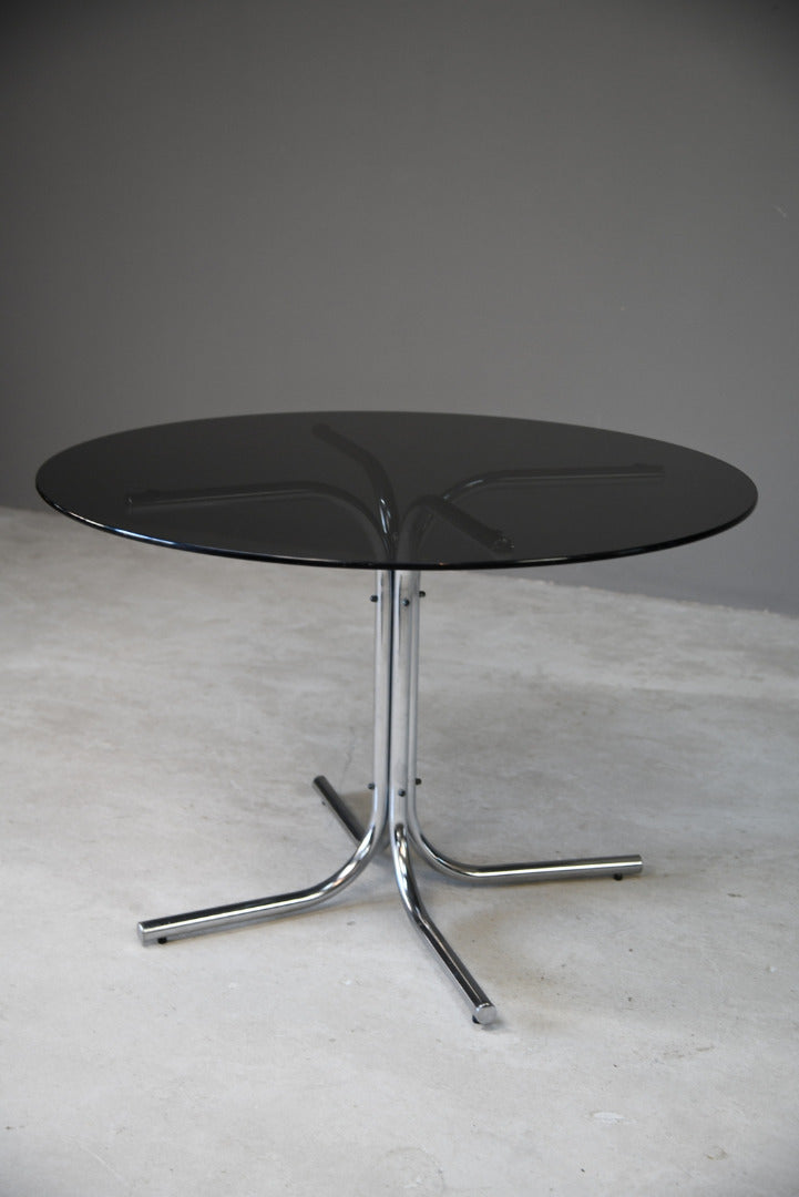 Retro Chrome Glass Dining Table