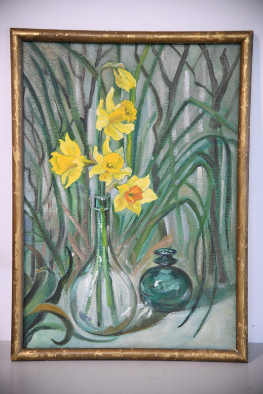 Vintage Still Life - Vase of Daffodils