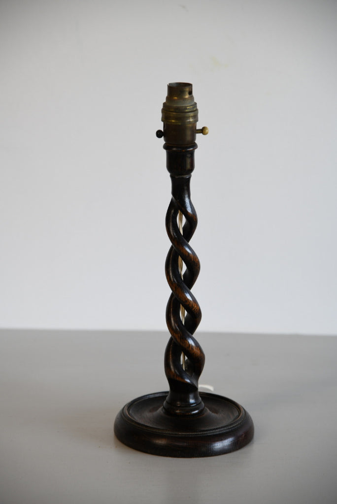 Early 20th Century Oak Barley Twist Lamp