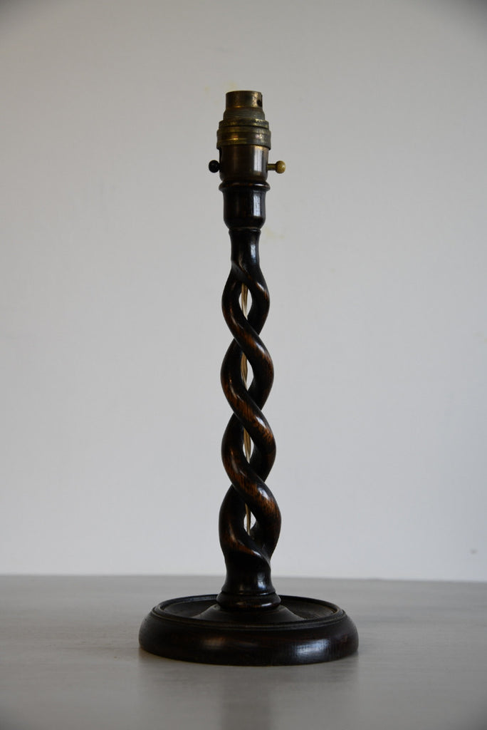 Early 20th Century Oak Barley Twist Lamp