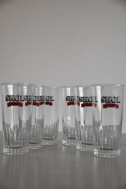 6 Skol Lager Glasses